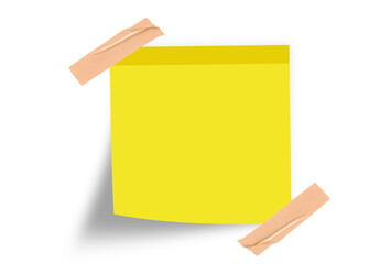 Vibrant green sticky note with shade and tep isolated on white background