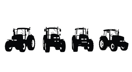 Four tractor silhouettes in a row design