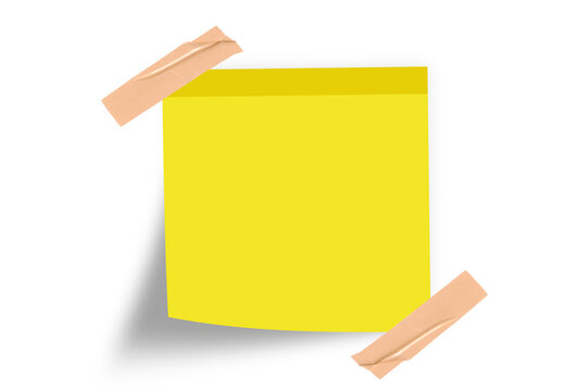 Vibrant green sticky note with shade and tep isolated on white background