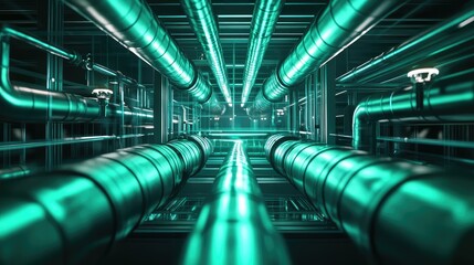 Industrial pipeline system channeling energy and fluid flow