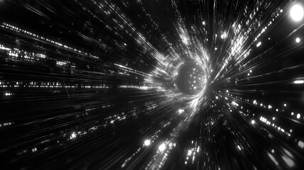 Abstract data tunnel moving at warp speed