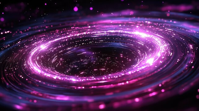 Cosmic vortex of glowing purple light energy