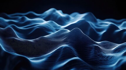Digital undulating waves forming abstract data particles background