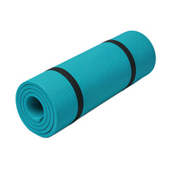 Blue Yoga Mat Rolled Up for Exercise and Fitness Workout