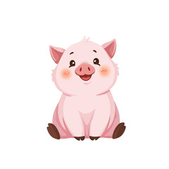 Fototapeta premium Adorable cartoon pig with cheerful expression.