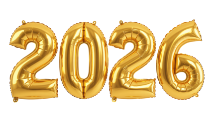 Celebrate 2026 with festive golden balloon numbers for new year