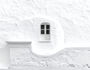 Whitewashed architecture, arched window, smooth wall texture