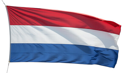 Vibrant Waving Flag of the Netherlands: Red, White, and Blue Dutch Banner