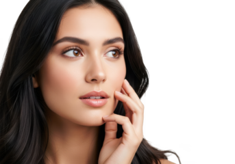 Beautiful woman with dark hair isolated on transparent background