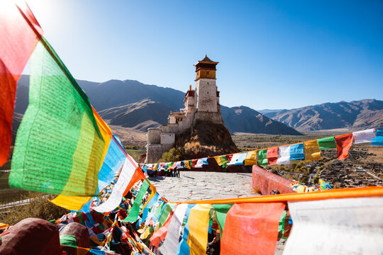Tibetan prayer flags at Yungbulakang, Tibet