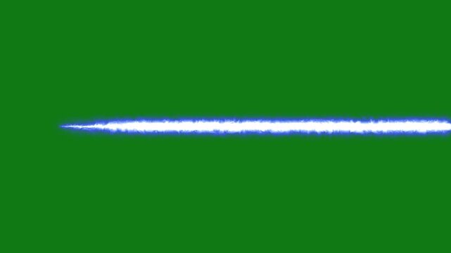 Horizontal Blue Plasma Laser Beam on Green Screen