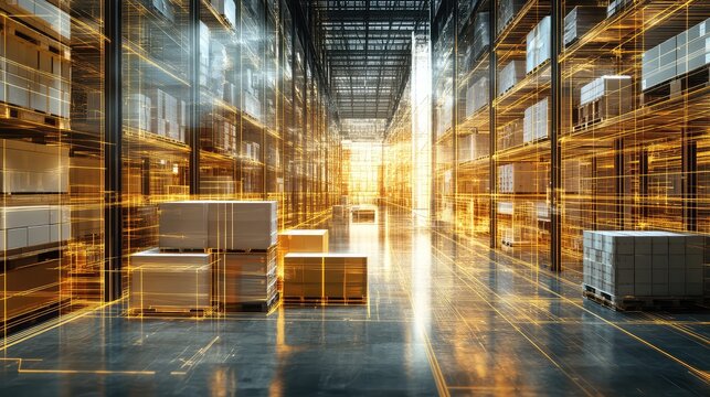 Digital warehouse managing smart inventory and global logistics