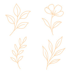 Naklejka premium Minimalist Light Floral Branch Vector Set