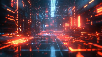 Fototapeta premium Digital data flowing through futuristic abstract server network