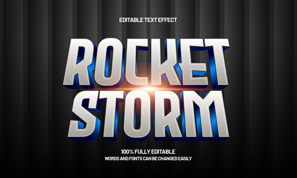 rocket storm space themed 3d text effect with cosmic gradient