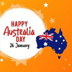 Happy australia day january 26th with australian flag map