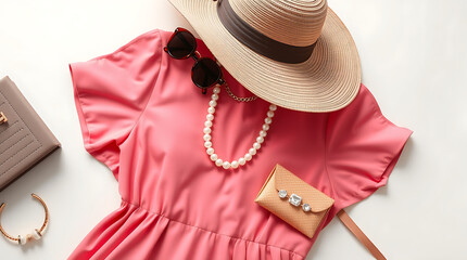 Woman OOTD pink dress with a handbag