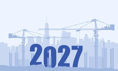 2027 New Year Background Design. Construction numbers for New Year 2027.