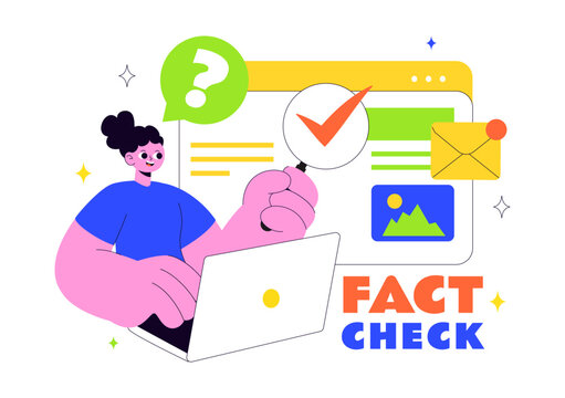 Fact Check Vector Illustration Featuring Myths Vs Facts News For Thorough Evidence Comparison and Accurate Information Review In a Flat Background