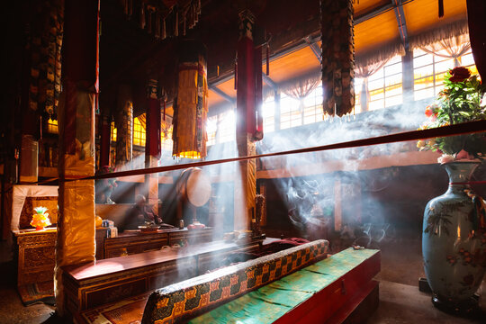 Interior of temple, Norbulingka palace, Lhasa, Tibet
