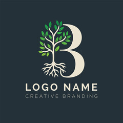 Letter B tree logo	