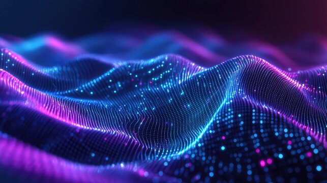 Digital data waves flowing on an abstract network surface