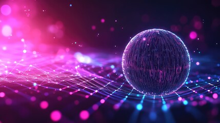 Digital globe connecting data in abstract network technology