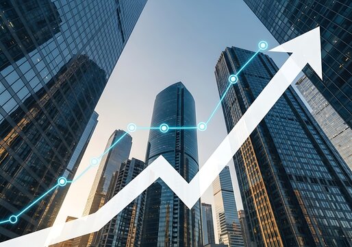 Global Business Growth and Financial Market Trends in Urban Skylines - Powered by Adobe