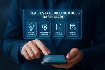 Real Estate Billing and Dues Dashboard on Smartphone