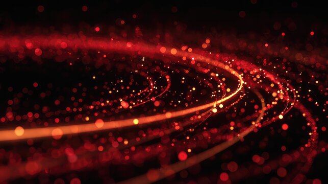 Swirling red light particles creating abstract energy background - Powered by Adobe