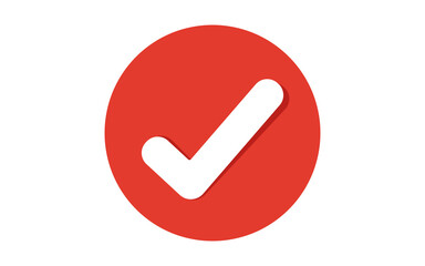 Flat Red Tick Mark – Isolated Vector Check Symbol on Transparent Background