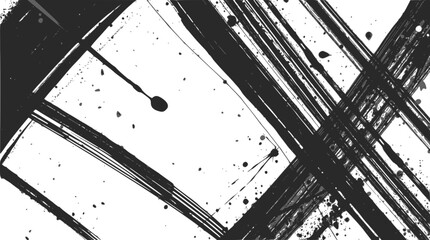 Abstract black ink brush strokes and splatters on