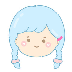 A little girl with the blue hair
