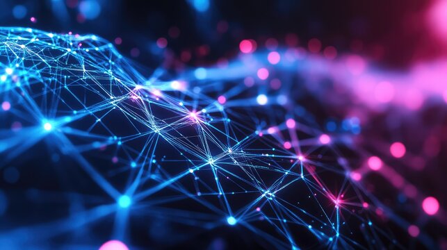 Abstract network connecting dots and lines in digital space