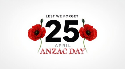 Anzac day lest we forget 25 april commemoration with red poppies