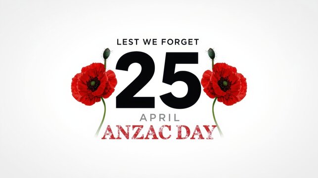 Anzac day lest we forget 25 april commemoration with red poppies
