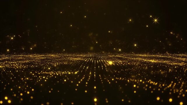 Beautiful abstract wave technology background with digital gold light.