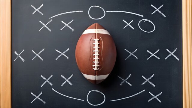 American Football Strategy Board With X O Symbols And A Football In The Center