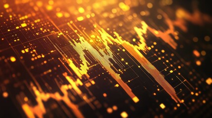 Financial data analysis displaying digital stock market fluctuations