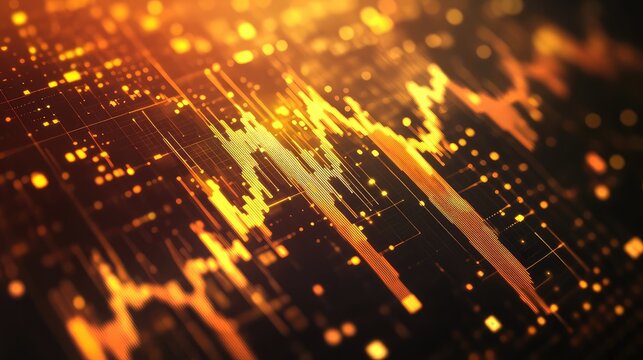 Financial data analysis displaying digital stock market fluctuations