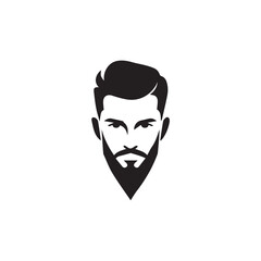 Black and White Handsome Man Illustration in Clean Vector Line Art Style on Minimal Background