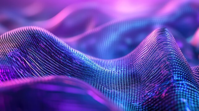 Abstract flowing digital wave network generating data