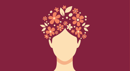 Floral crown silhouette art for spring celebrations, modern design for beauty products, elegant feminine style, perfect for branding and springtime events