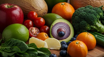 Fresh Fruits and Vegetables Display