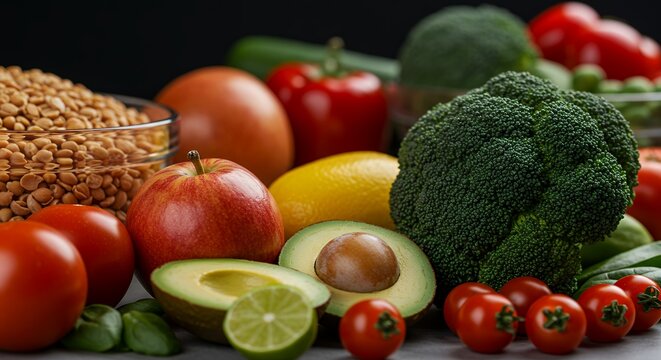 Fresh Vegetables and Fruits Still Life