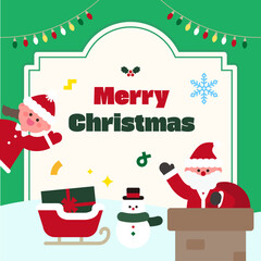 Fototapeta premium 크리마스 산타, 산타 복장을 입은 어린이 벡터 일러스트레이션