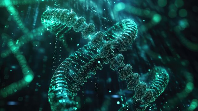 Glowing dna helix structure representing genetic technology and science - Powered by Adobe