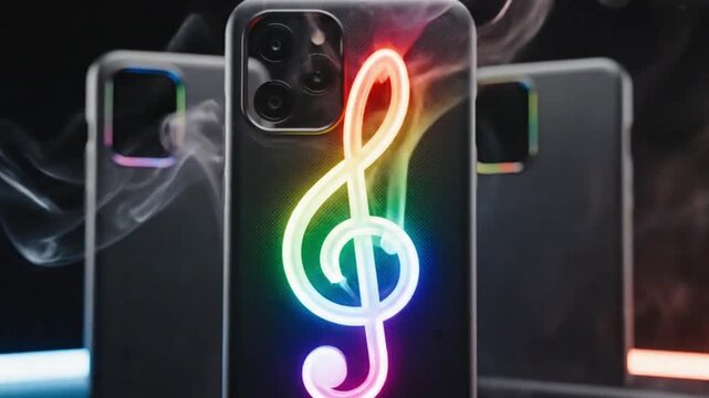 4K Rainbow Treble Clef Phone Case | Glowing Music Note Accessory | Smartphone & Audio Tech