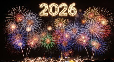 Spectacular fireworks display celebrates the arrival of the year 2026