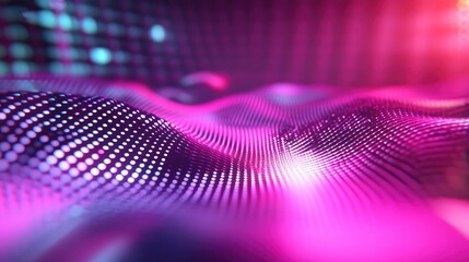 Digital data wave creating abstract mesh background in pink